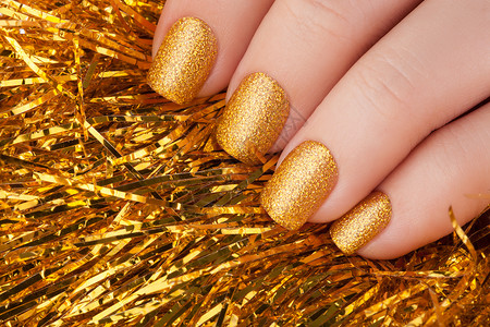 美丽的金色美甲 假期 画 女孩 广告 凝胶 指甲 活动背景图片