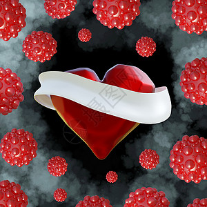 白色丝带和分子球环绕着红色切割心脏飞行 文本的复制空间 情人节第3天插图 3d explain 爱 细绳背景图片