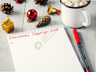 圣诞礼品购物规划清单 花费 假期 写 热的 笔记本背景图片