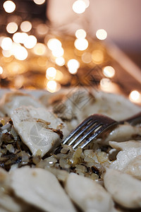 圣诞卷子晚餐 水饺 抛光食物 魔法 可口的 烹饪 可口背景图片