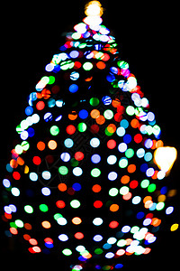丰富多彩的圣诞树灯 冬季 喜庆的 圣诞祝福 问候语背景图片