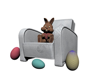 抱着彩蛋的兔子兔子抱着复活节彩蛋 — 3d 渲染 隐藏背景