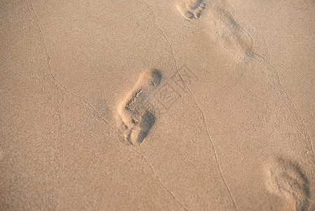 在沙滩上的脚印 夏日沙滩上的一排脚印 暑假图片