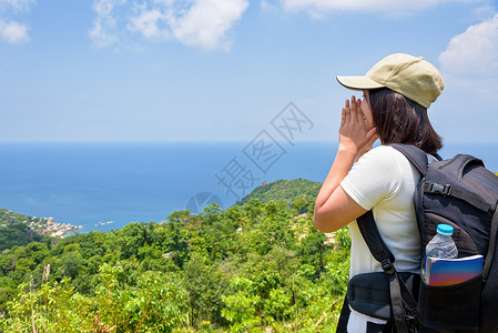 光道观光旅游妇女 乐趣 美丽的 游客 顶峰 嘴 夏天背景