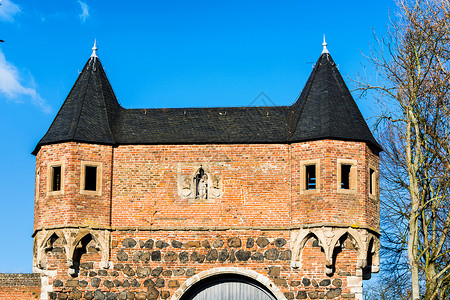 门型桁架门堡垒 砖墙 德国文化 老镇 建筑和建筑 城市 狗窝 地标 街道背景