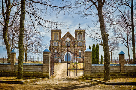 陶格夫匹尔斯罗马天主教会 石头 建筑 避难所 拉脱维亚 砖 教堂 石方背景
