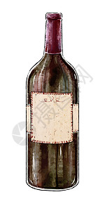 果酿红酒白背景上隔绝的红酒瓶子说明 葡萄酒收藏 果美饮料 空白标签 品牌推广 休息室背景