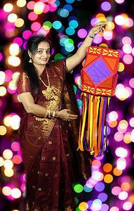 排灯节的印度女人背景图片