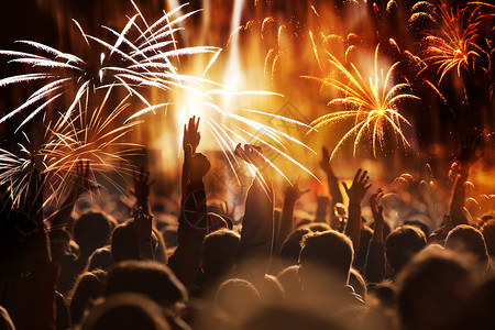 人群看烟花-新年庆祝活动-抽象假期 恭喜 干杯背景图片