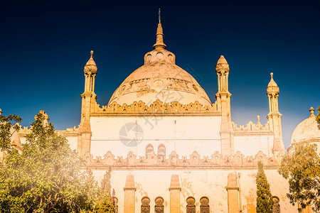 丹尼斯大卫城雅典卫城 圣路易斯大教堂在 Byrsa - 迦太基 突尼斯 突尼斯 蓝色的 雄伟背景
