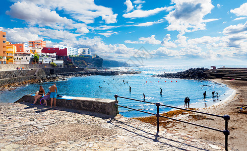 海景和沿海海岸城镇 景色日落海滩 建筑图 自然 西班牙海滩图片