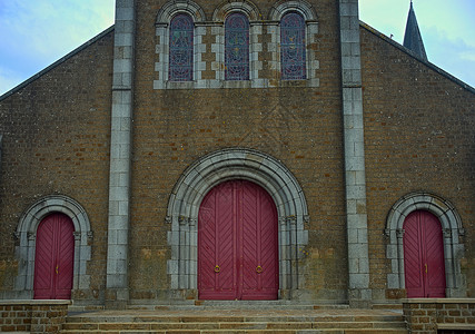 古老大石头天主教教堂正前门入口 旅游 基督教 门口背景