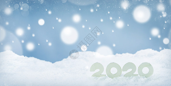 2020年雪上雪的新年背景图片