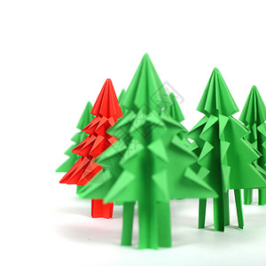 折纸圣诞树 云杉 个性 日本 快活的 庆典 森林背景图片