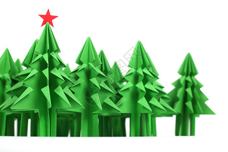 折纸圣诞树 假期 森林 云杉 派对 新年 折叠背景图片