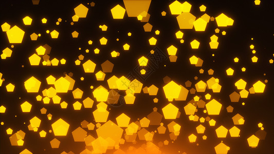 金色闪闪发光的五边形在太空假日 3d 渲染背景五彩纸屑的金色爆炸 星星 别针背景图片