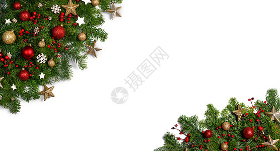 圣诞节装饰框架 横幅 浆果 新年 金的 卡片 星星高清图片