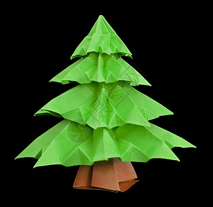 折纸风格树圣诞树 手工制作的 十二月 明信片 艺术 假期 纸 装饰风格背景