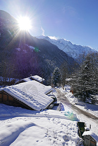 法国勃朗峰节假日 法国 冬天 雪 自然 小屋高清图片
