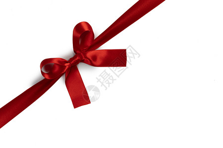 孤立在惠特上的红丝带蝴蝶结 庆典 卡片 假期 隔离在白色背景图片