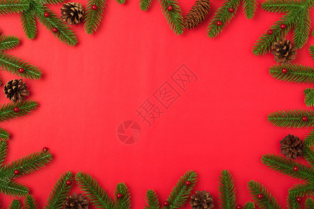 新年或圣诞节节快乐 最顶端的视野平坦地铺立着fir树丛c 冷杉 桌子背景图片