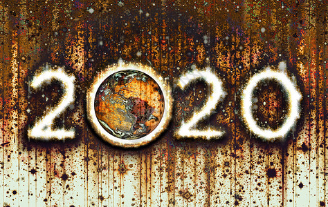 夸年标题2020年与地球一起 - 3D 插图背景