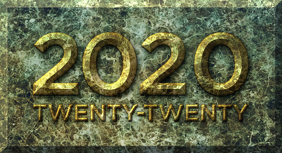 夸年标题2020年和20个二十大理石纪念碑 - 3D背景