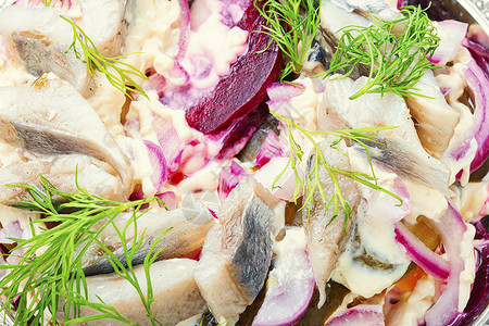 甜菜沙鲱鱼沙拉欧米茄高清图片