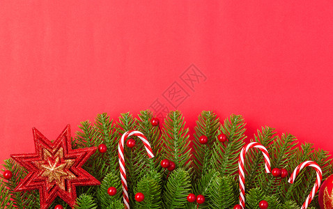 新年或圣诞节节快乐 最顶端的视野平坦地铺立着fir树丛c 冬天 框架背景图片