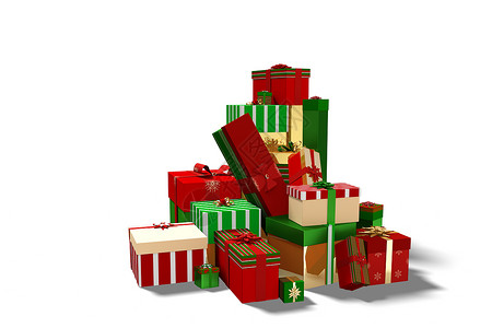 绿色红绿金圣诞礼物 圣诞节的时候 插图 假期 喜庆的 红色的背景图片