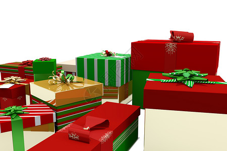 绿色红绿金圣诞礼物 成 绿色的 金子 计算机绘图 弓 丝带背景图片