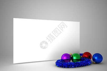 配有彩色圣诞节装饰的海报 插图 喜庆的 假期背景图片