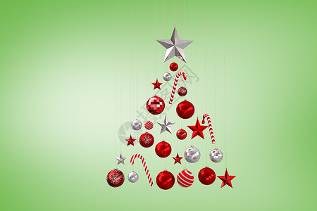 长毛形的圣诞节树形复合图象 小插图 糖果手杖 假期 绿色的背景图片