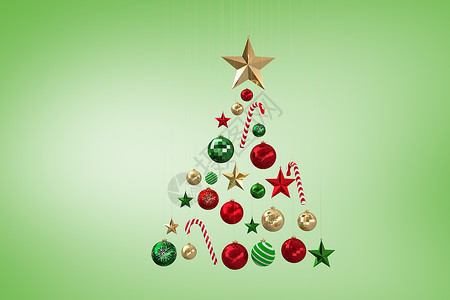 长毛形的圣诞节树形复合图象 小玩意儿 糖果手杖 小插图 庆典背景图片