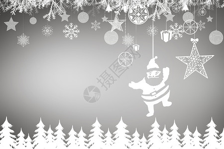 Fir树林和雪花的复合图像 灰色的 树木 计算机绘图 圣诞节背景图片