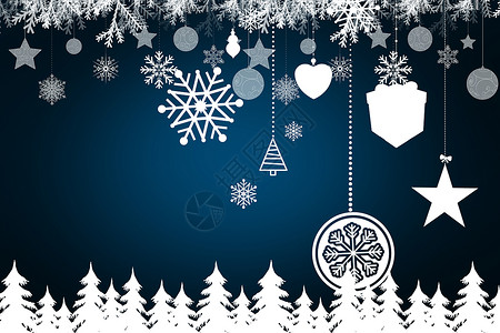 Fir树林和雪花的复合图像 森林 圣诞树 庆典 喜庆背景图片