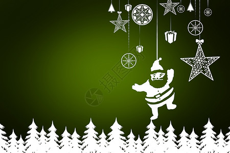 Fir树林复合图象 圣诞节的时候 计算机绘图 冷杉 装饰品 圣诞树背景图片