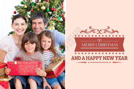 家庭快乐和圣诞节贺词设计 团体 房子背景图片