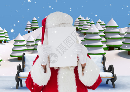 圣诞标牌Santa Claus脸上有空白标牌 3D背景