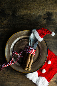 圣诞餐盘套装 餐巾 红色的 乡村 刀具 盘子图片