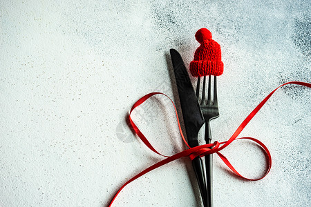 圣诞餐盘套装 帽子 喜庆的 冬天 红色的 圣诞节 石头 刀具背景图片