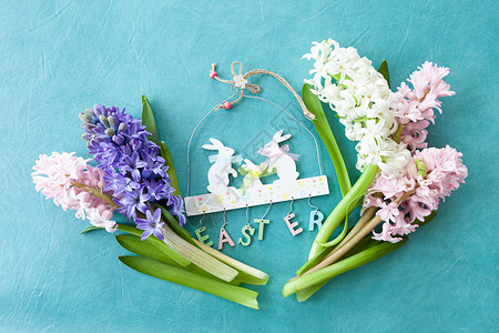 新鲜鲜花 花的 复活节快乐 春天 兔子 复活节兔子 一束花朵 情人节 父亲节背景图片