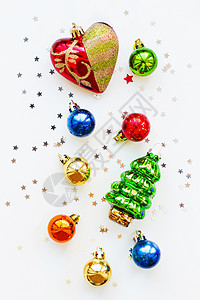 带有装饰品的圣诞节背景 新年符号 - fir tre 平铺背景图片