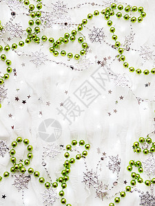 带有绿色装饰 雪花和灯泡的圣诞节和新年背景 文字放在何处 白色的 火花背景图片