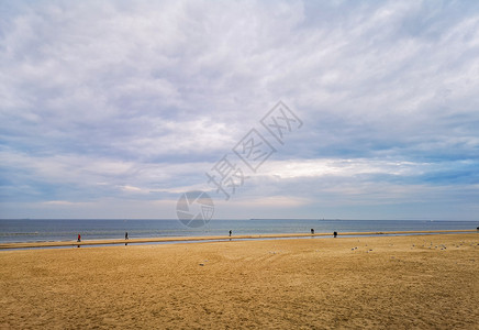 尼日尼亚斯温努日斯基海面附近的沙滩 支撑 土地 西波美拉尼亚省 假期背景