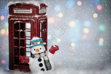雪人 微笑 围巾 霜 雪花 电话亭 乐趣 冬天背景图片