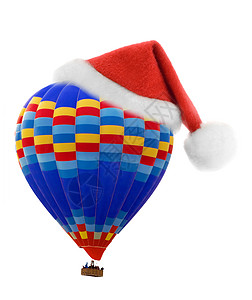 热气球上的圣诞帽子背景图片
