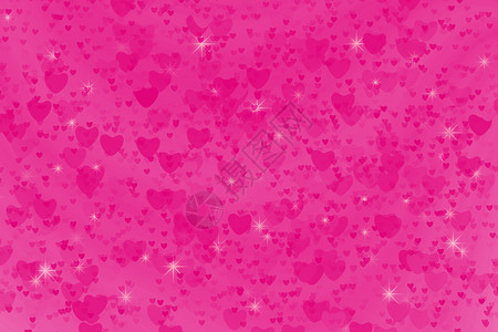 洋红色的心形星星彩虹泡泡和浅粉红色的心形抽象背景图片