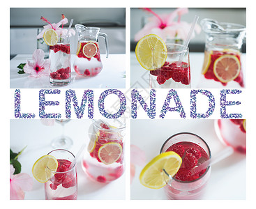 美味柠檬酸柠檬加新鲜草莓和柠檬图片