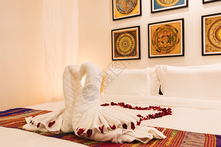 泰语传统风格的睡房 卧室 床 家 泰国 地面 家具背景图片